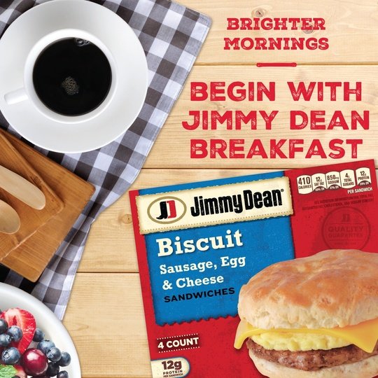 Jimmy Dean Sausage Egg & Cheese Biscuit Sandwich, 18 oz, 4 Ct (Frozen)