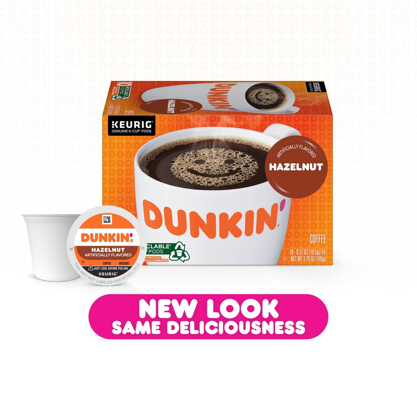 Dunkin' Hazelnut Flavored Coffee, K-Cup Pods, 22-Count Box