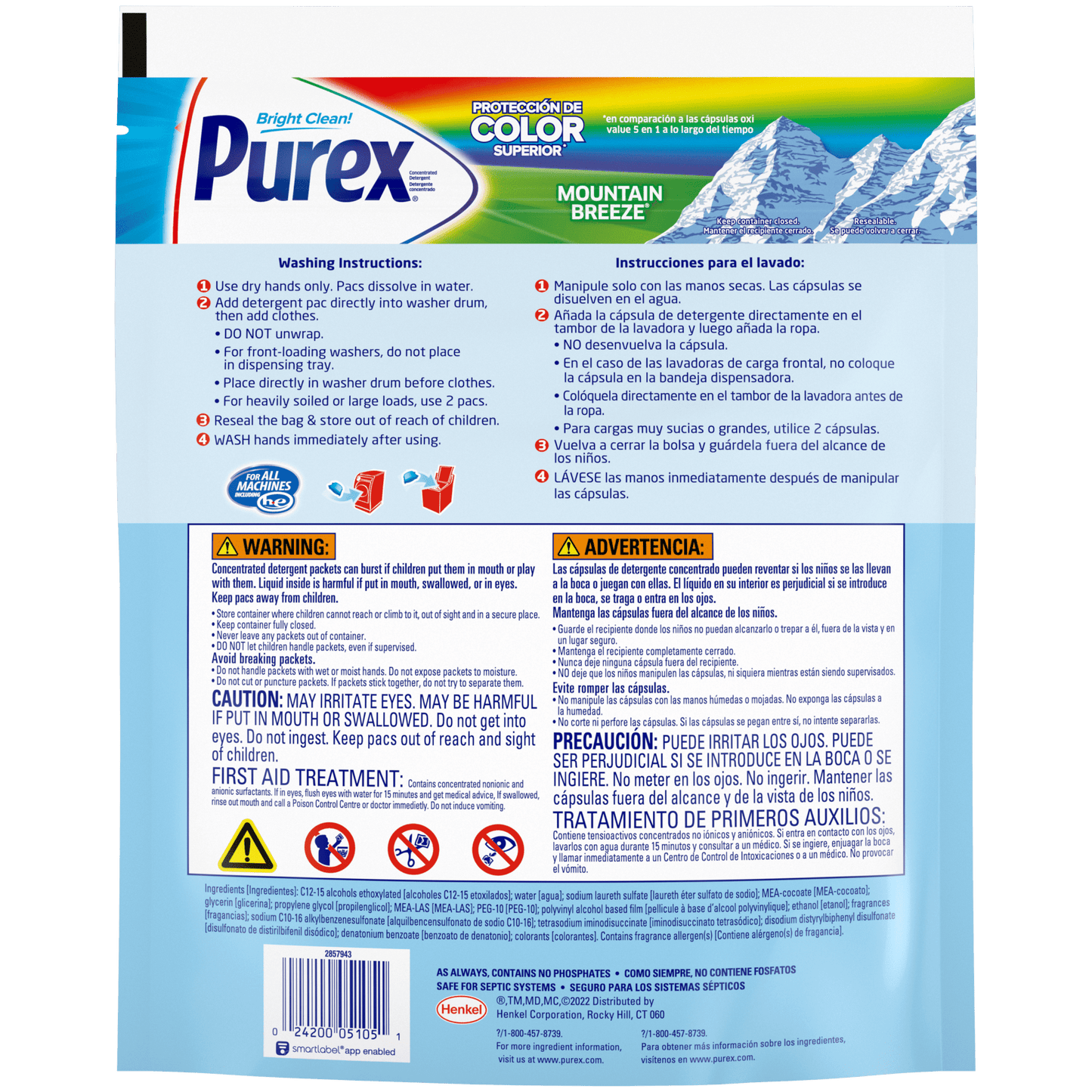 Purex 4-in-1 Laundry Detergent Pacs, Mountain Breeze, 70 Pacs