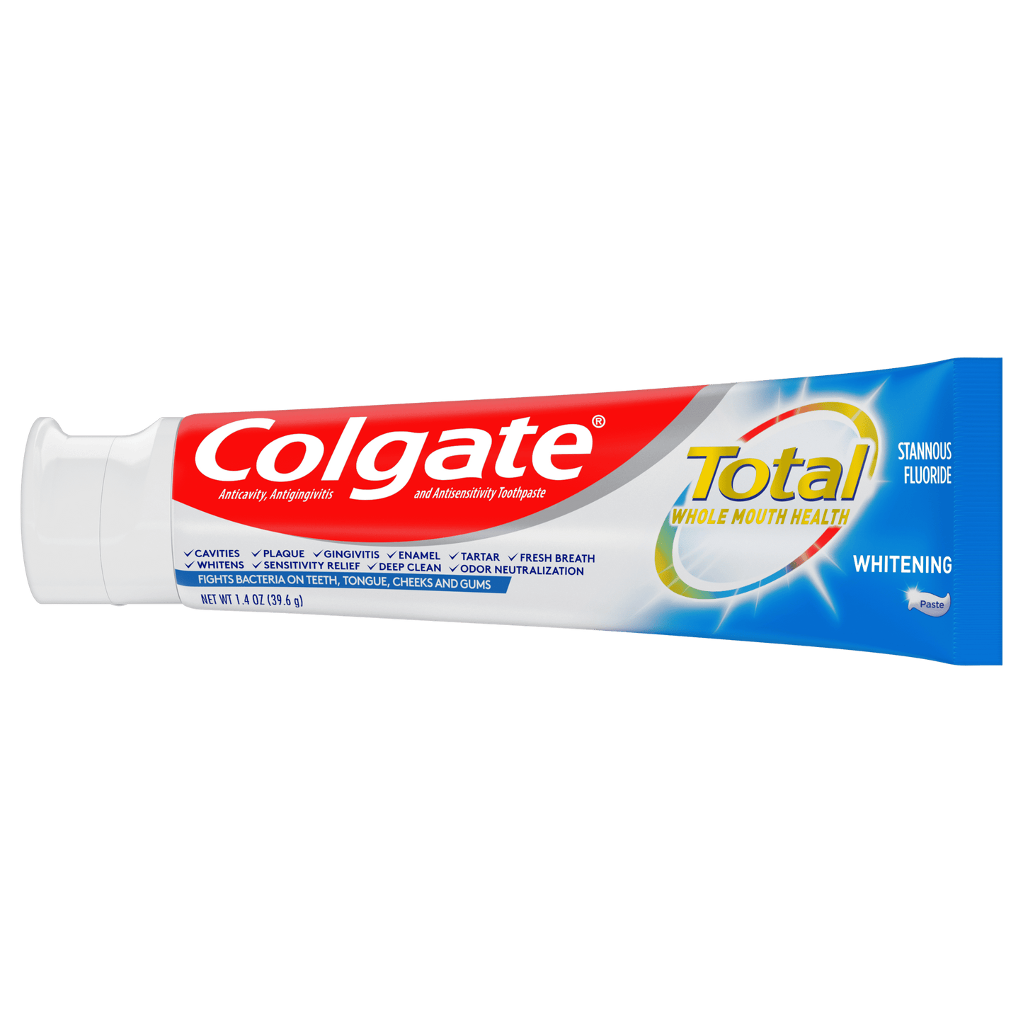 Colgate Total Whitening Toothpaste, Mint, Travel Size, 1.4 Oz