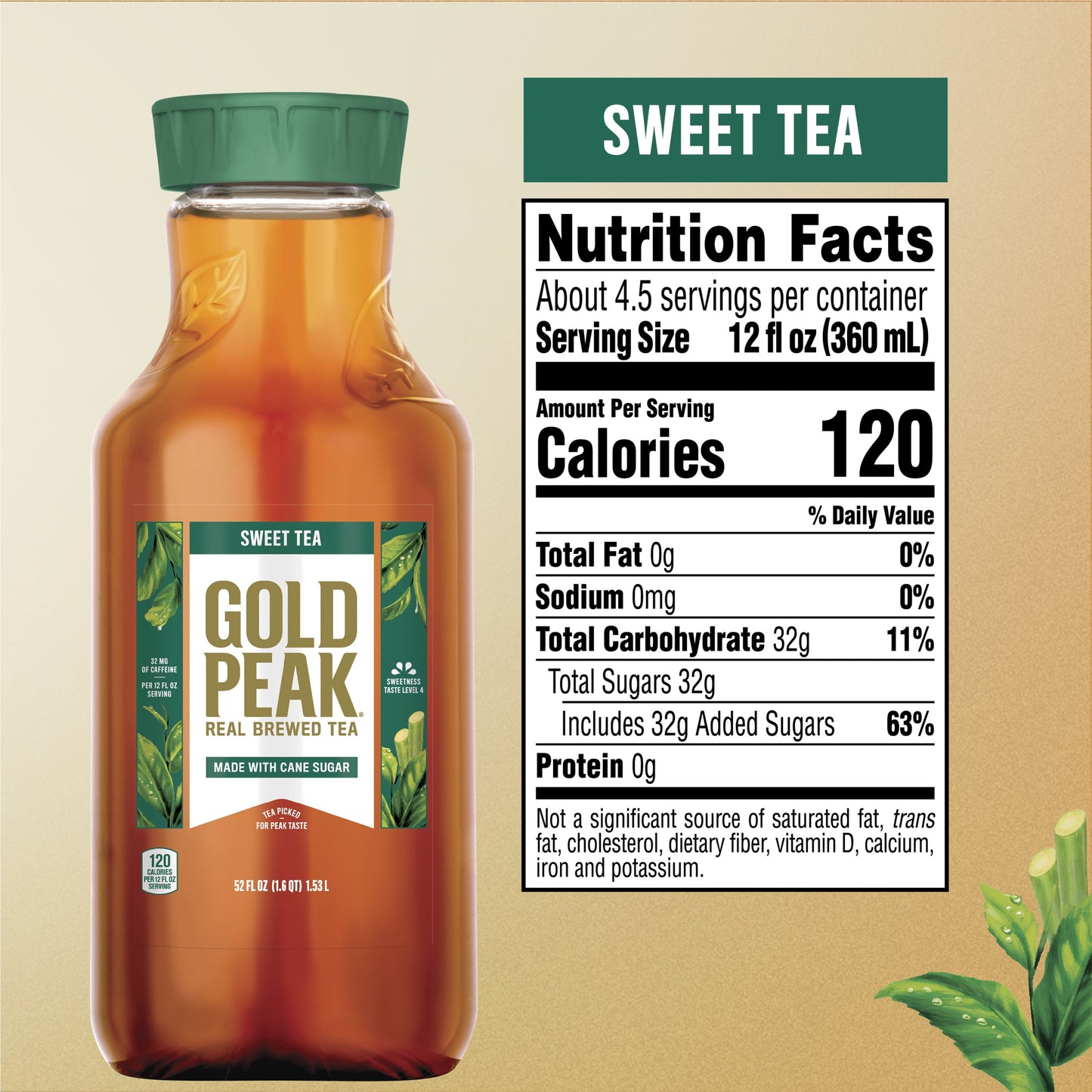 Gold Peak Real Brewed Tea Sweet Black Iced Tea Drink, 52 fl oz