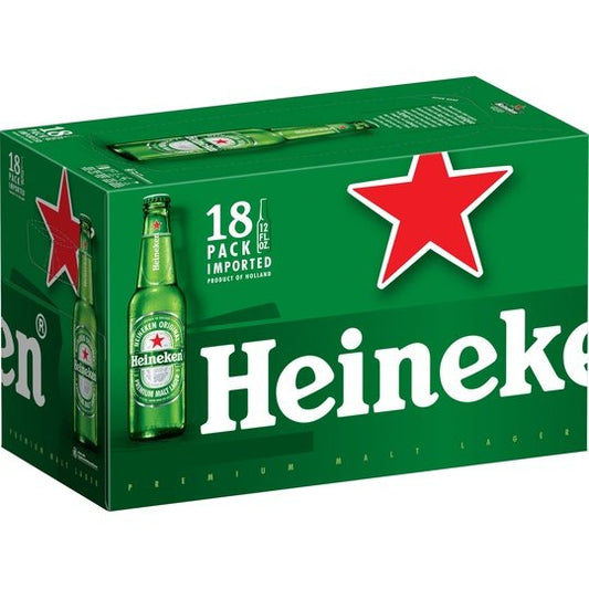 Heineken Original Lager Beer, 18 Pack, 12 fl oz Bottles, 5% Alcohol by Volume