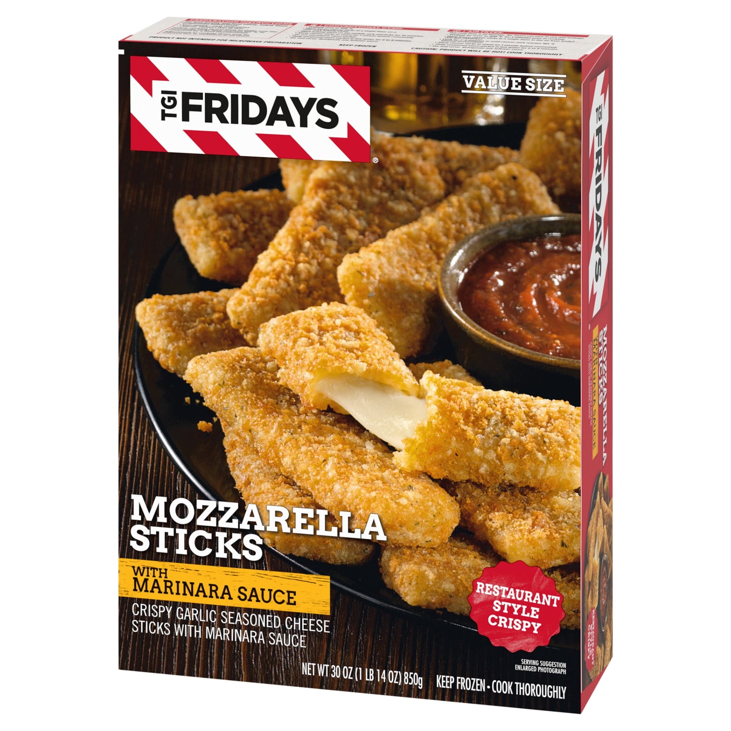 TGI Fridays Mozzarella Sticks Value Size Frozen Snacks & Appetizers with Marinara Sauce, 30 oz Box Giant