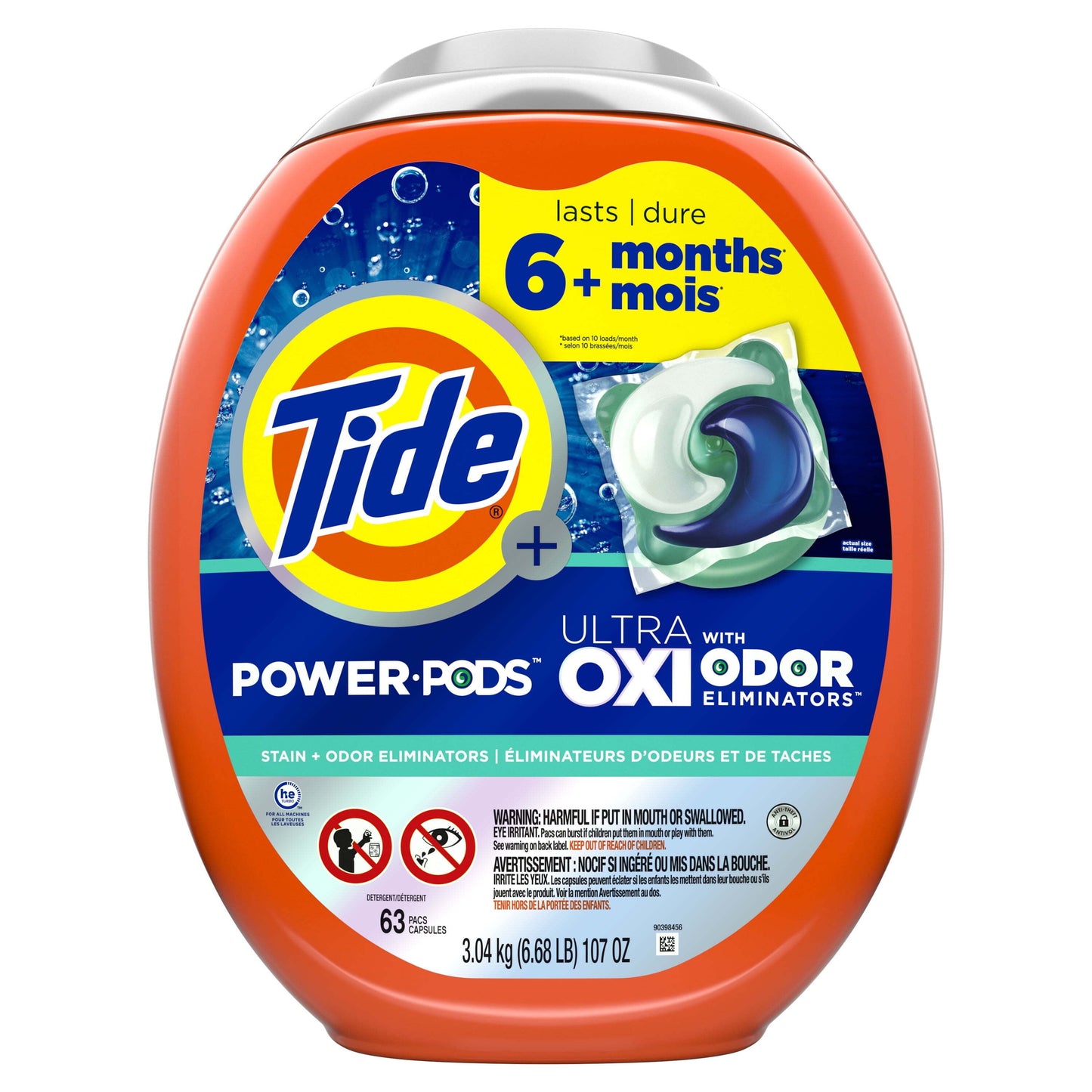 Tide Power Pods Laundry Detergent Soap Packs with Ultra Oxi, 63 Ct