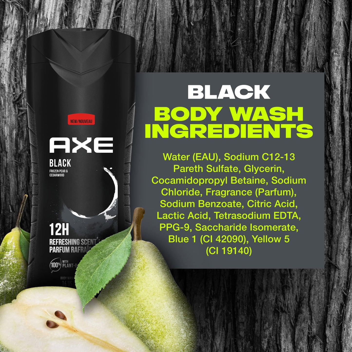 Axe Black Refreshing Long Lasting Body Wash Twin Pack, Frozen Pear and Cedarwood, 16 fl oz