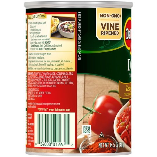 Del Monte Diced Tomatoes Zesty Chili, 14.5 oz Can