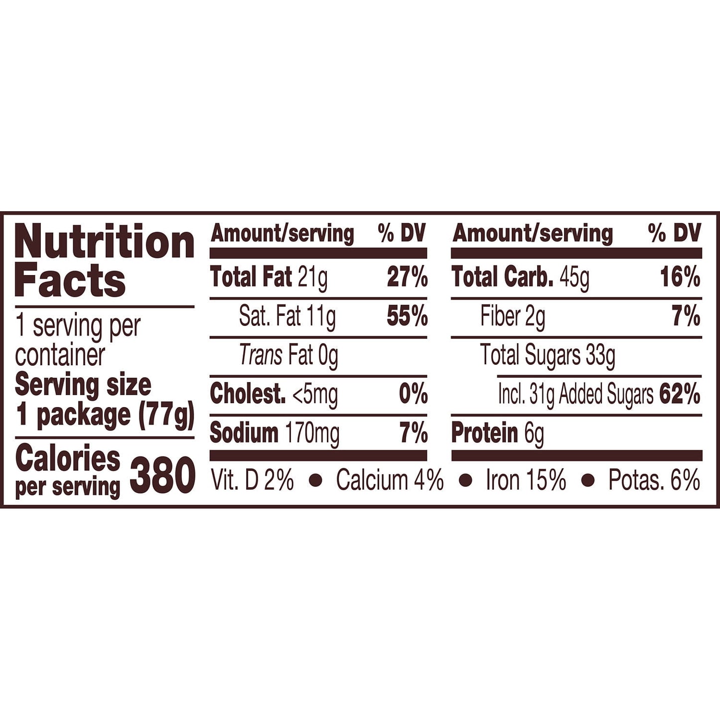 Reese's Peanut Butter Creme Snack Cake, Pack 2.75 oz, 2 Pieces