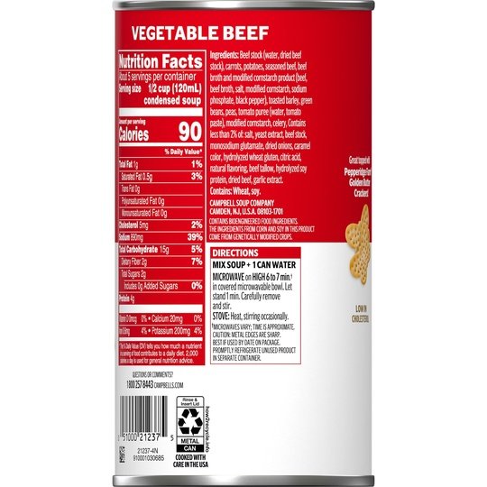 Campbell's Condensed Family Size Vegetable Beef Soup, 23 Ounce Can