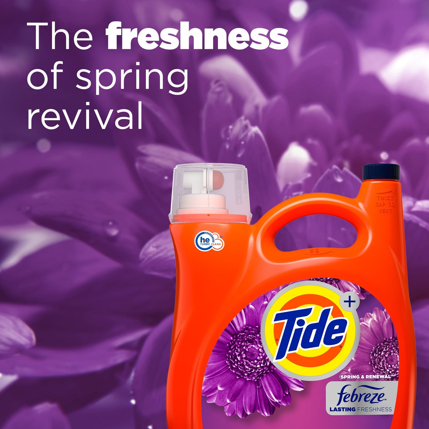 Tide Plus Febreze Spring & Renewal Liquid Laundry Detergent, 94 Loads, 146 fl oz