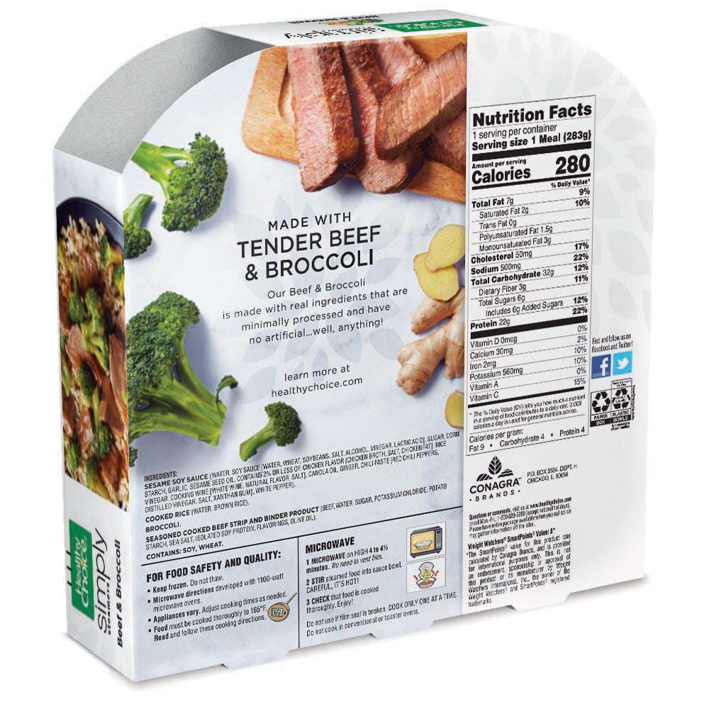 Healthy Choice Simply Steamers Beef & Broccoli, Frozen Meal, 10 oz (Frozen)