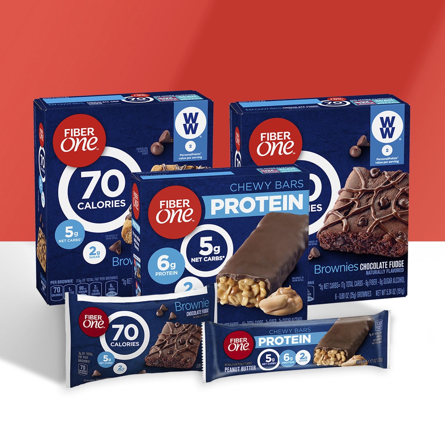 Fiber One 70 Calorie Brownies, Chocolate Fudge, Snack Bars, 6 ct