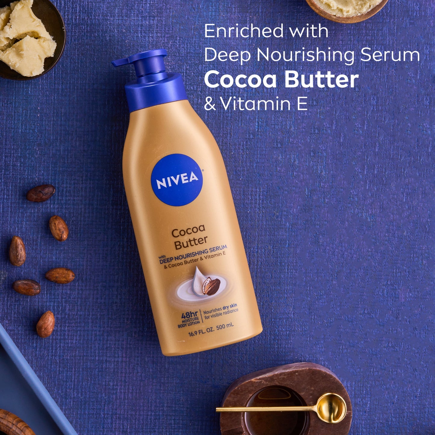 NIVEA Cocoa Butter Body Lotion with Deep Nourishing Serum, 20 Fl Oz