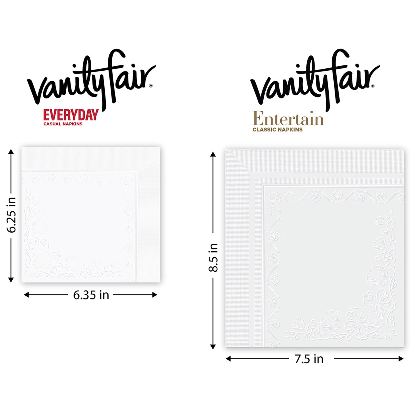 Vanity Fair Everyday Disposable Paper Napkins, White, 100 Count