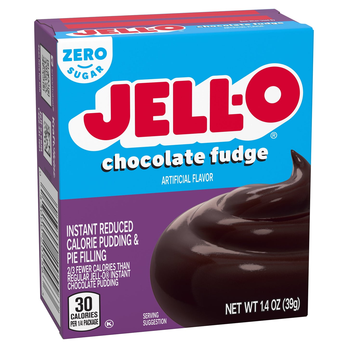 Jell-O Chocolate Fudge Artificially Flavored Zero Sugar Instant Reduced Calorie Pudding & Pie Filling Mix, 1.4 oz Box