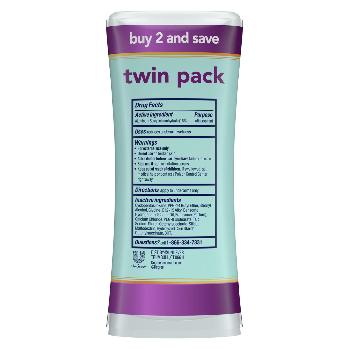 Degree Advanced Long Lasting Women's Antiperspirant Deodorant Stick Twin Pack, Sexy Intrigue, 2.6 oz