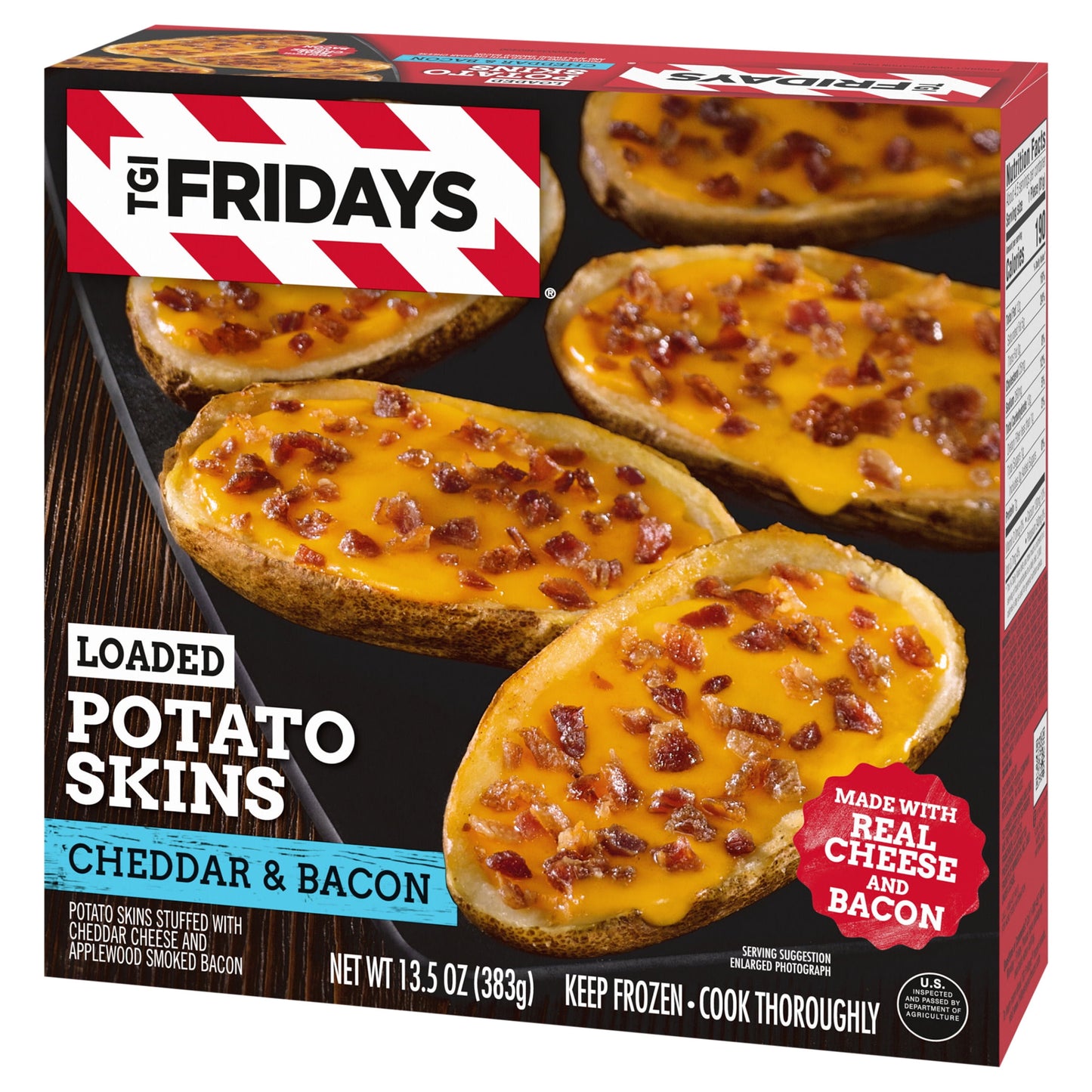 TGI Fridays Loaded Cheddar & Bacon Potato Skins Frozen Snacks & Appetizers, 13.5 oz Box Regular