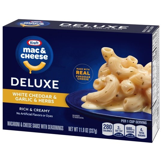 Kraft Deluxe White Cheddar and Garlic & Herbs Mac N Cheese Macaroni and Cheese Dinner, 11.9 oz Box