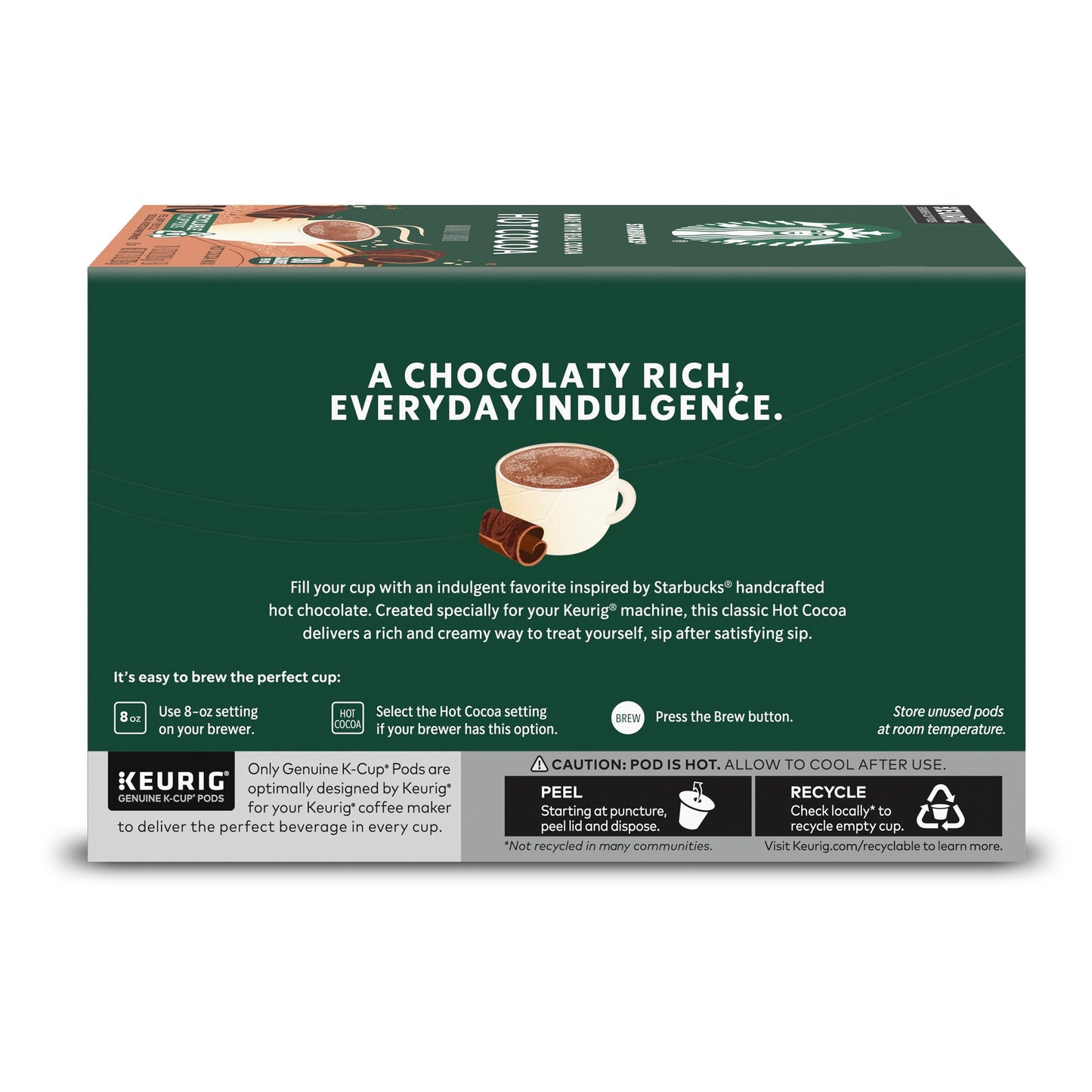 Starbucks Coffee K-Cup Pods, Naturally Flavored Hot Cocoa For Keurig Coffee Makers,10 Pods