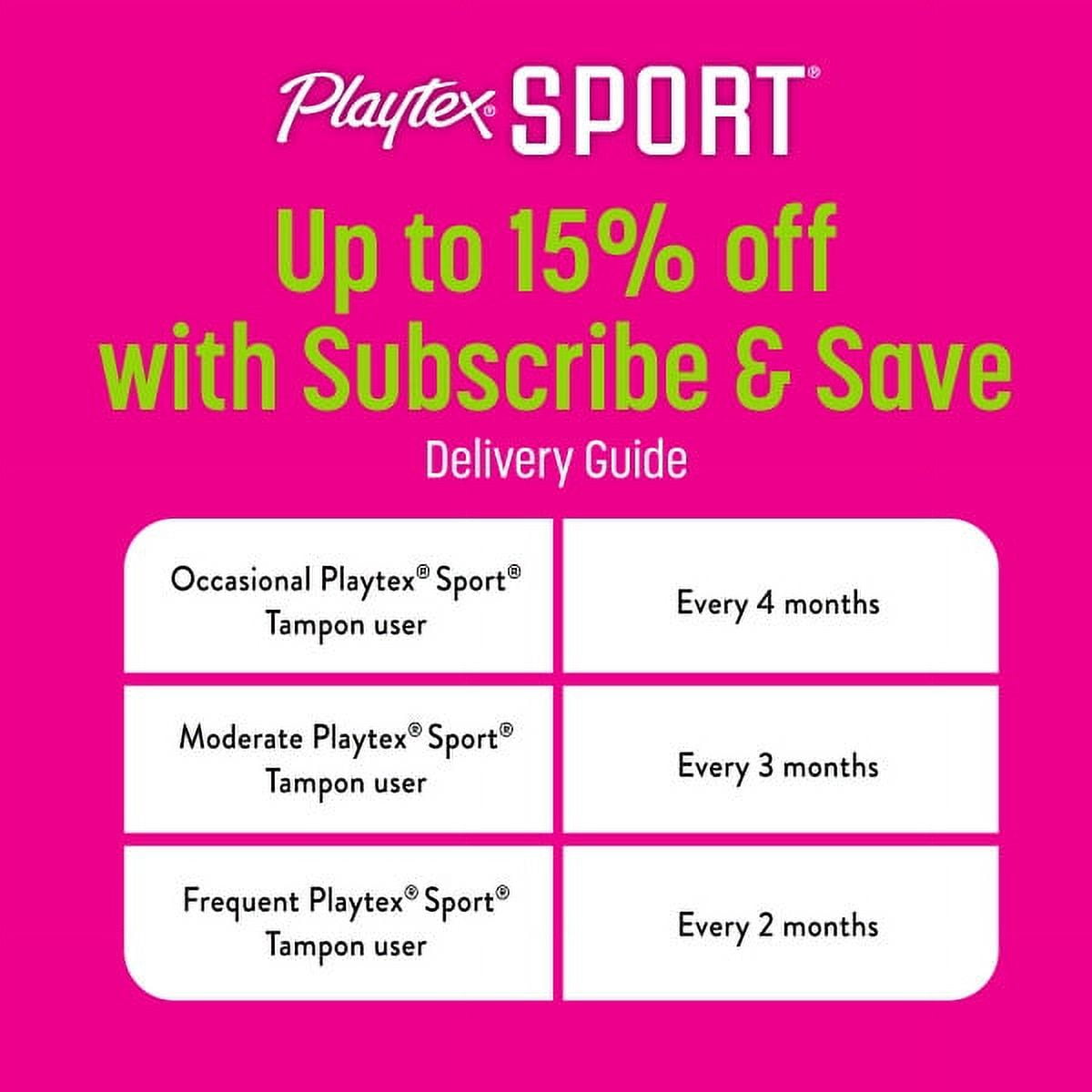 Playtex Sport Regular Plastic Applicator Tampons, 48 Ct, 360 Degree Sport Level Period Protection, No-Slip Grip Applicator