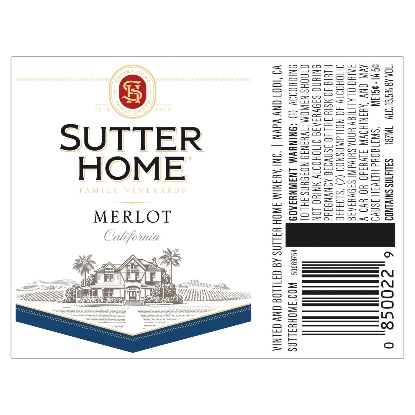 Sutter Home Merlot Red Wine, 4 Pack, 187 ml Bottles