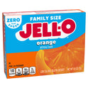 Jell-O Orange Artificially Flavored Zero Sugar Low Calorie Gelatin Dessert Mix, Family Size, 0.6 oz Box