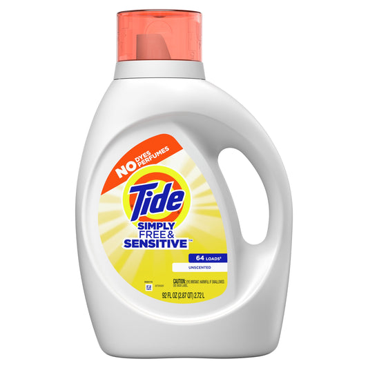 Tide Simply Free & Sensitive, 64 Loads Liquid Laundry Detergent, 92 fl oz
