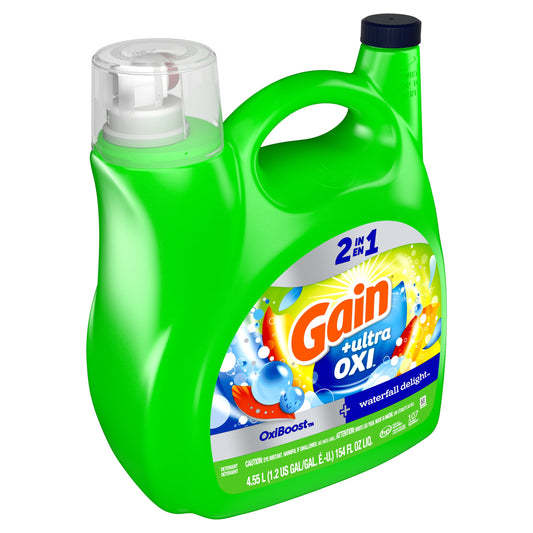 Gain Ultra Oxi Liquid Laundry Detergent, 107 Loads, 154 fl oz