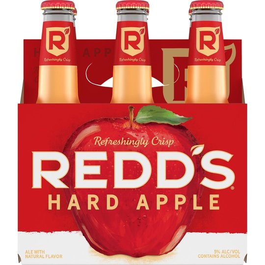 Redd's Hard Apple Fruit Beer, 6 Pack, 12 fl oz Bottles, 5% ABV