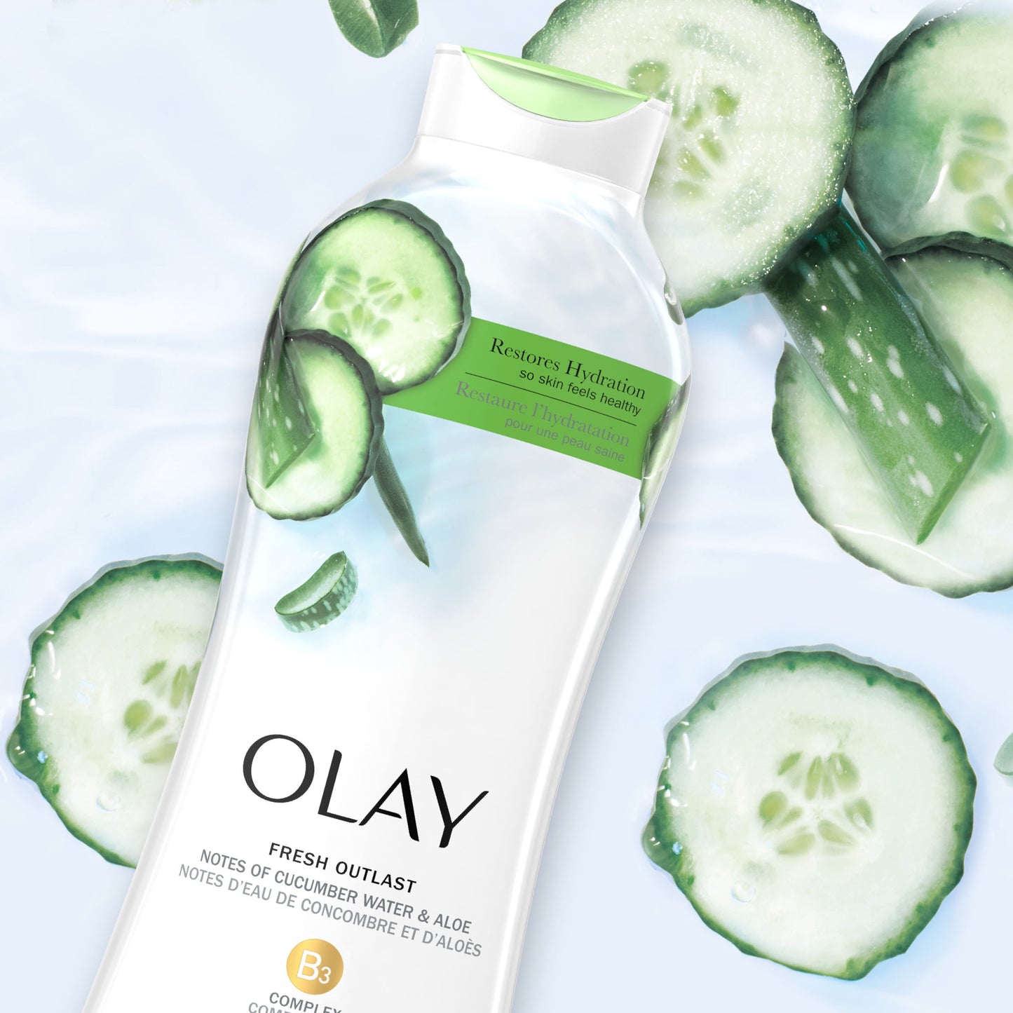 Olay Fresh Outlast Body Wash with Notes of Cucumber and Aloe, 22 fl oz