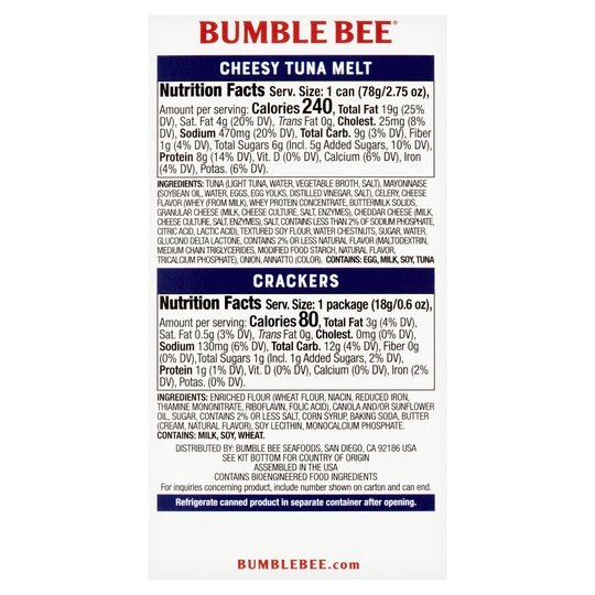 Bumble Bee Snack On The Run Cheesy Tuna Melt with Crackers Kit, 3.35 oz