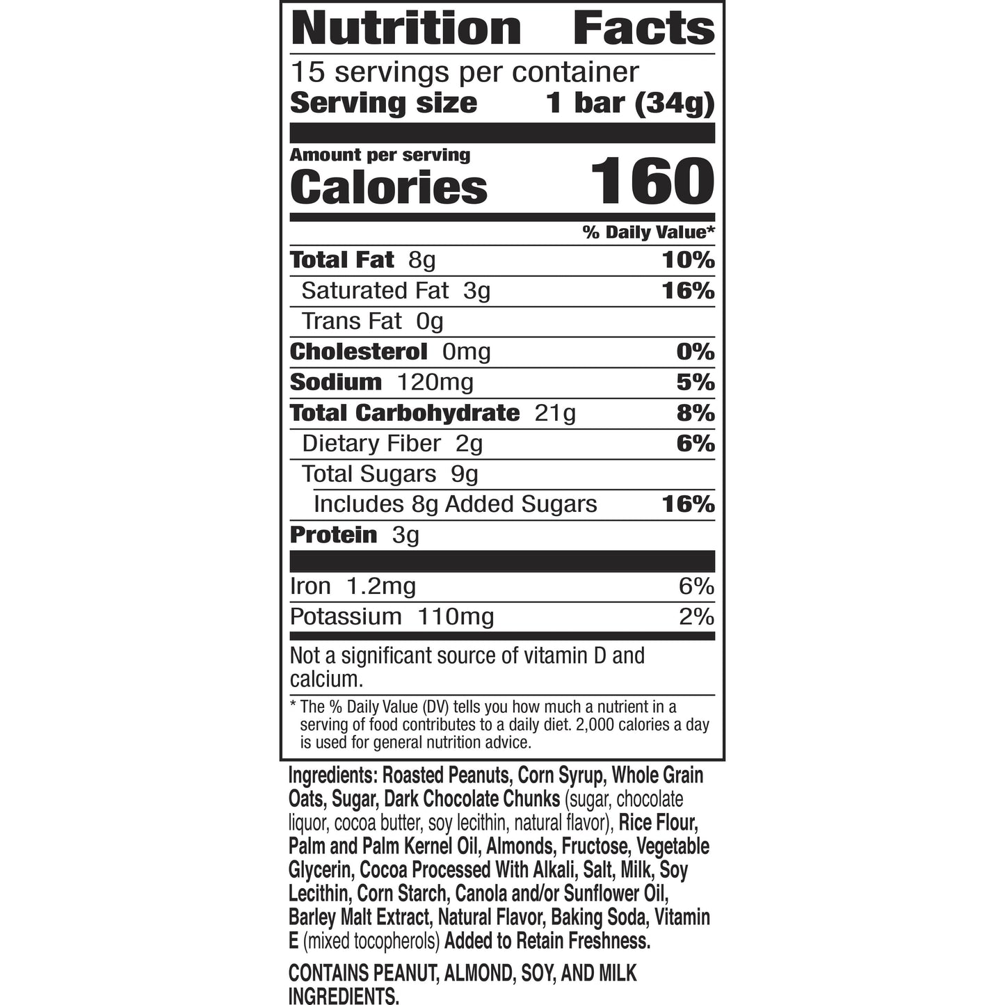 Nature Valley Sweet and Salty Nut Bars, Dark Chocolate Peanut Almond, 15 Bars, 18 OZ