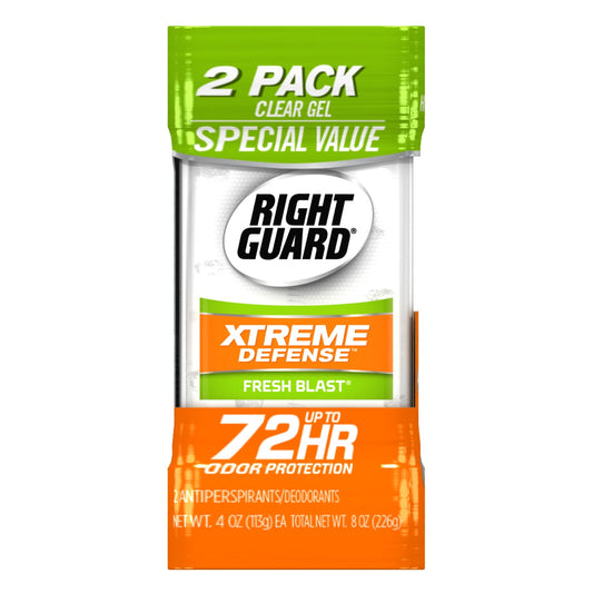 Right Guard Xtreme Defense Antiperspirant Deodorant Gel, Fresh Blast, 4 oz (Pack of 2)