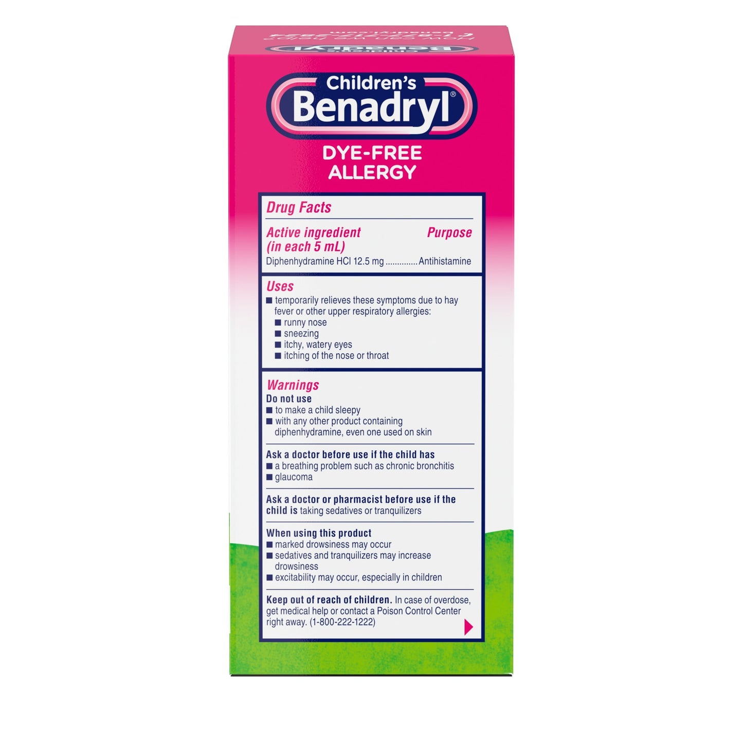 Children's Benadryl Dye-Free Allergy Liquid, Bubble Gum, 8 fl. oz