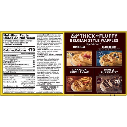 Eggo Thick and Fluffy Double Chocolatey Waffles, 11.6 oz, 6 Count (Frozen)