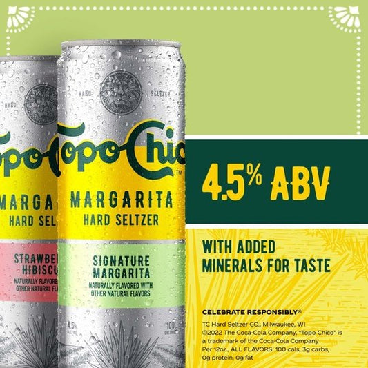 Topo Chico Margarita Variety Pack Hard Seltzer, 12 Pack, 12 fl oz Cans, 4.5% ABV