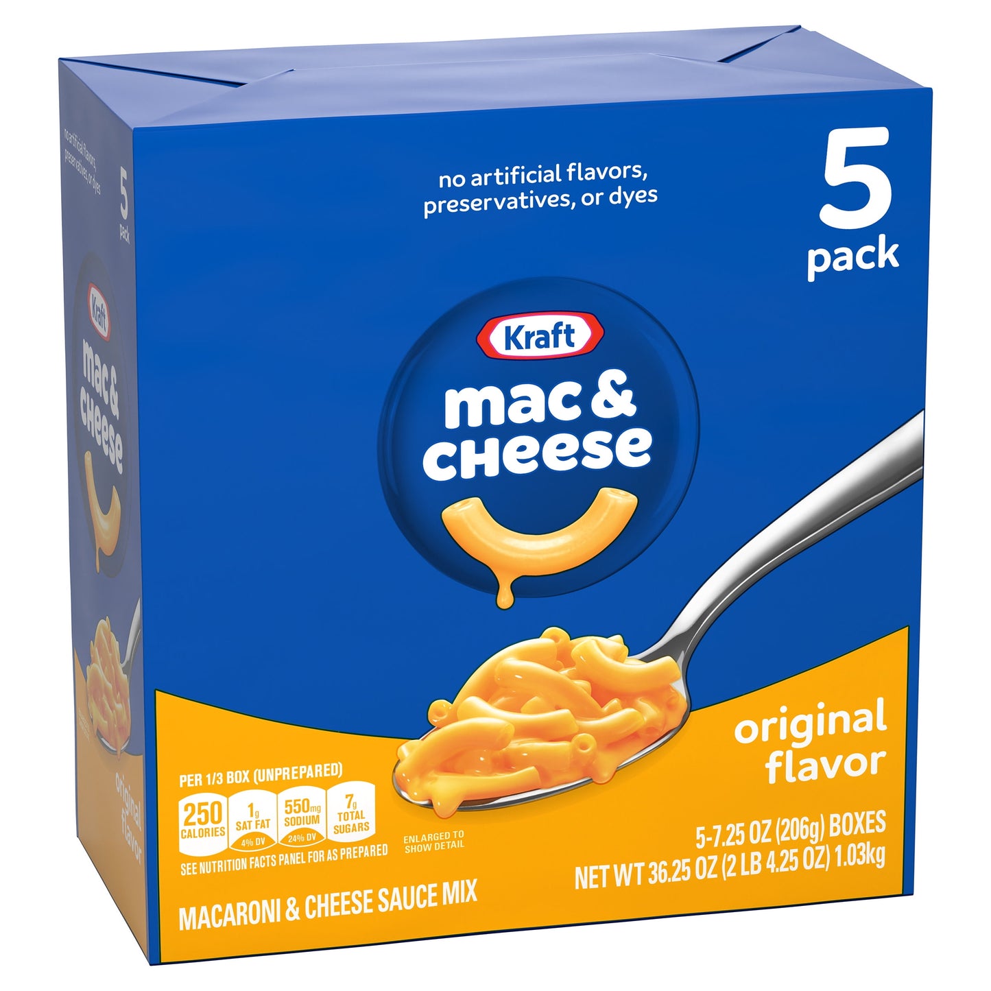 Kraft Original Mac N Cheese Macaroni and Cheese Dinner, 5 ct Pack, 7.25 oz Boxes