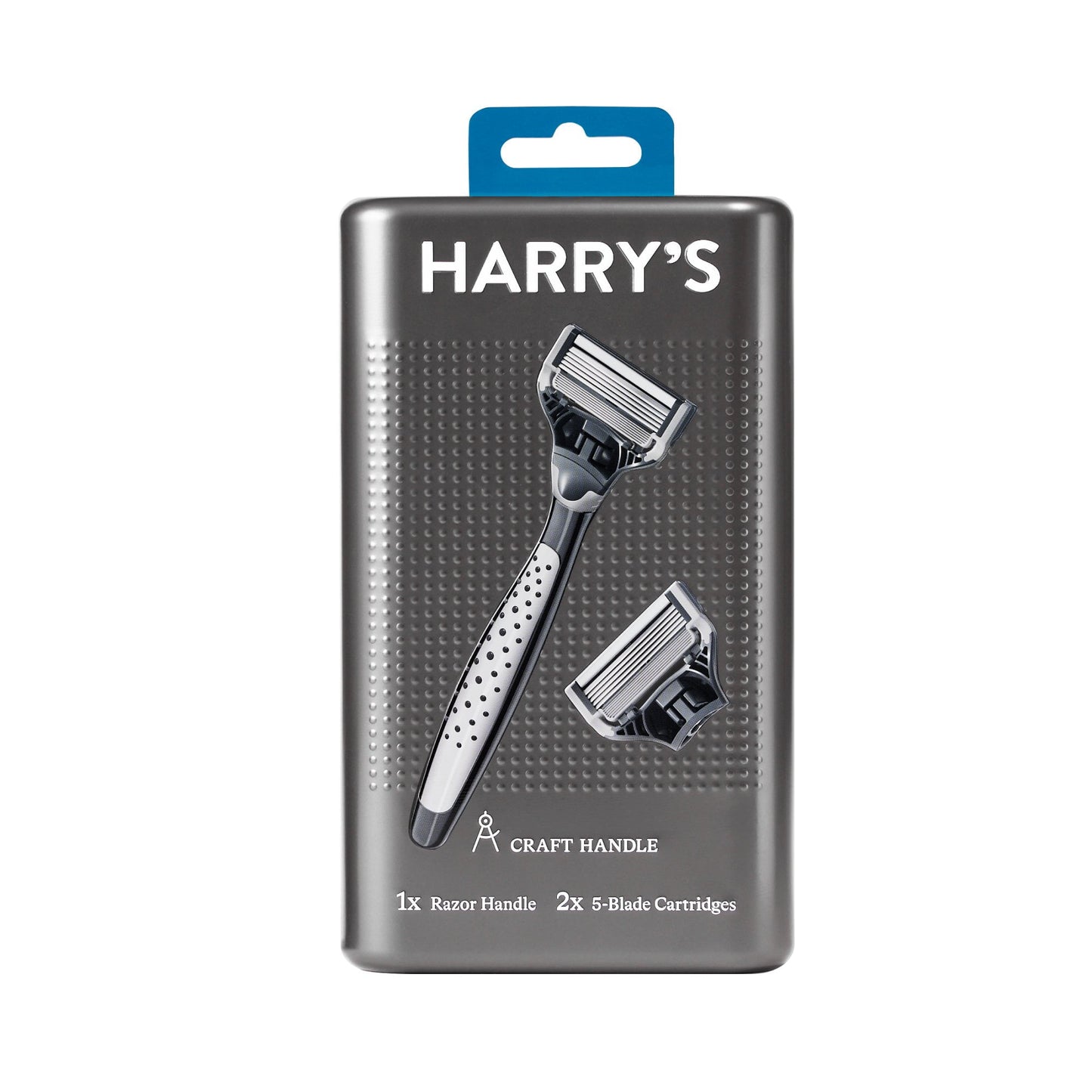 Harry's Men's Manual Craft Razor Handle and Two 5-Blade Razor Cartridges, Metallic