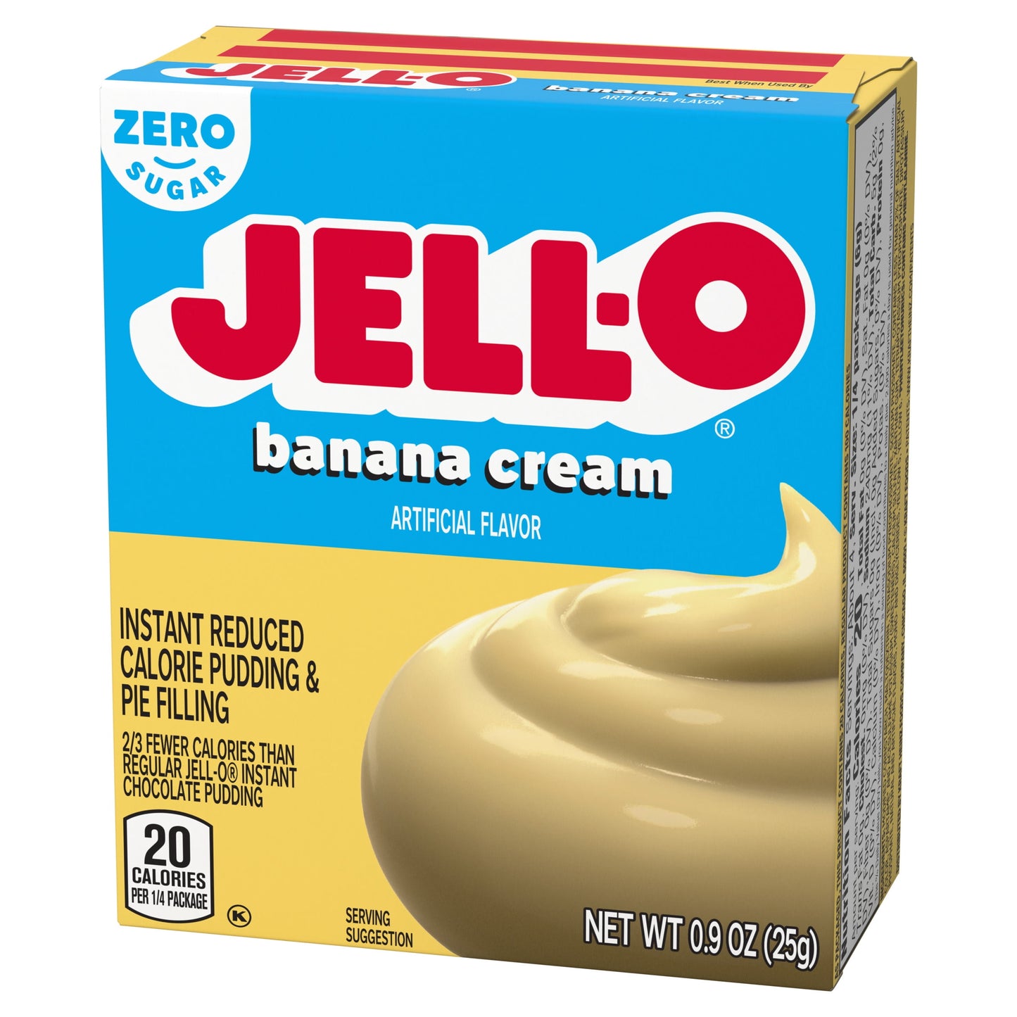 Jell-O Banana Cream Artificially Flavored Zero Sugar Instant Reduced Calorie Pudding & Pie Filling Mix, 0.9 oz Box