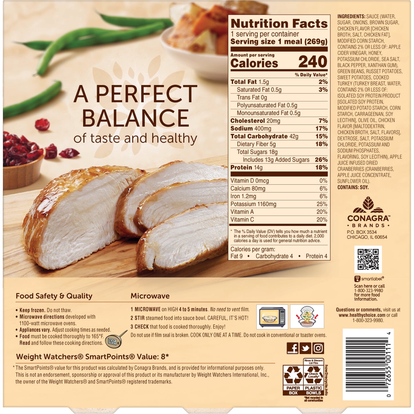 Healthy Choice Café Steamers Honey Glazed Turkey & Potatoes Frozen Meal, 9.5 oz (Frozen)