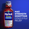 Vicks NyQuil Severe Cold & Flu Liquid, Nighttime Relief, over-the-Counter Medicine, Berry, 2x12 oz