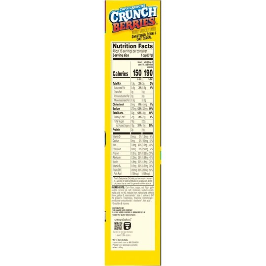 Cap'n Crunch's Crunch Berries, Kids Cereal, 20.5 oz Box