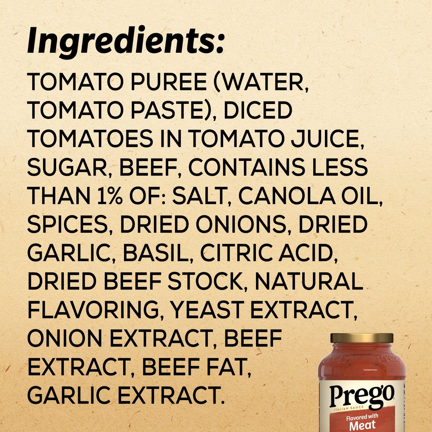 Prego Italian Tomato Spaghetti Sauce Flavored with Meat, 24 oz Jar