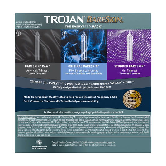 TROJAN Bareskin The EveryTHIN Pack Lubricated Condoms, 24 Count