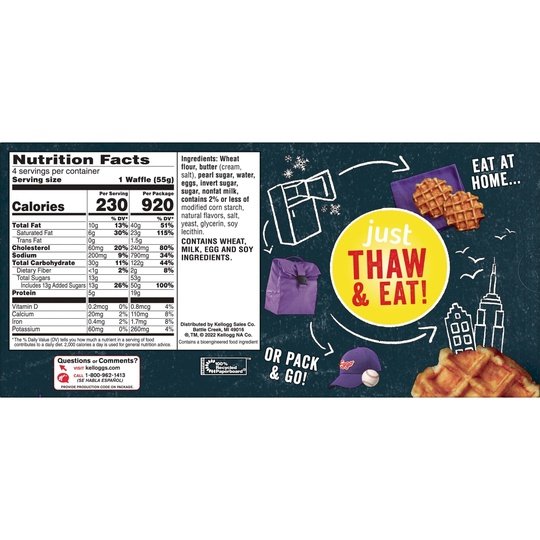 Eggo Buttery Maple Grab & Go Waffles, 7.76 oz, 4 Count (Frozen)