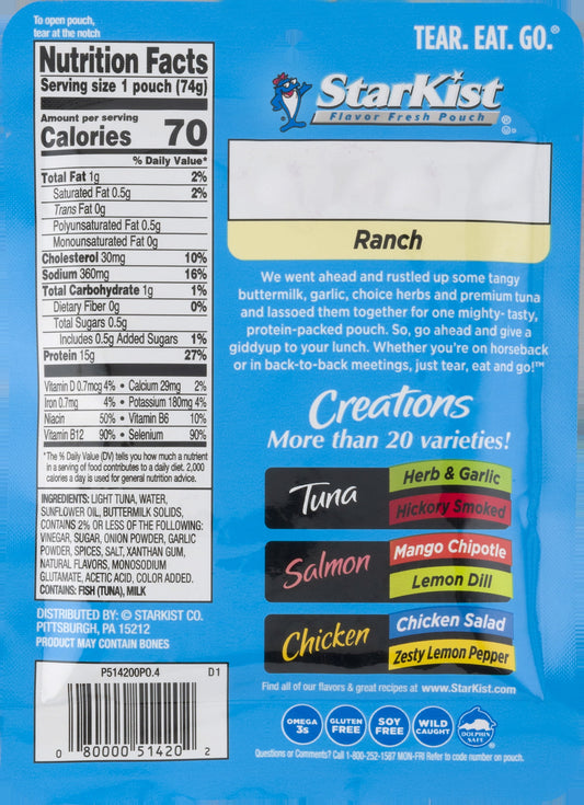 StarKist Tuna Creations, Ranch, 2.6 Ounce Pouch