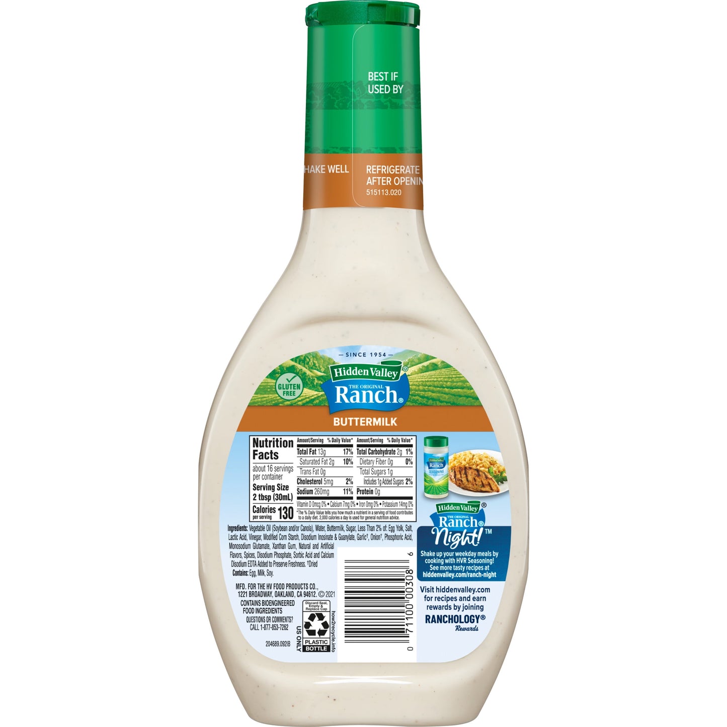 Hidden Valley Gluten Free Buttermilk Ranch Salad Dressing and Topping, 16 fl oz