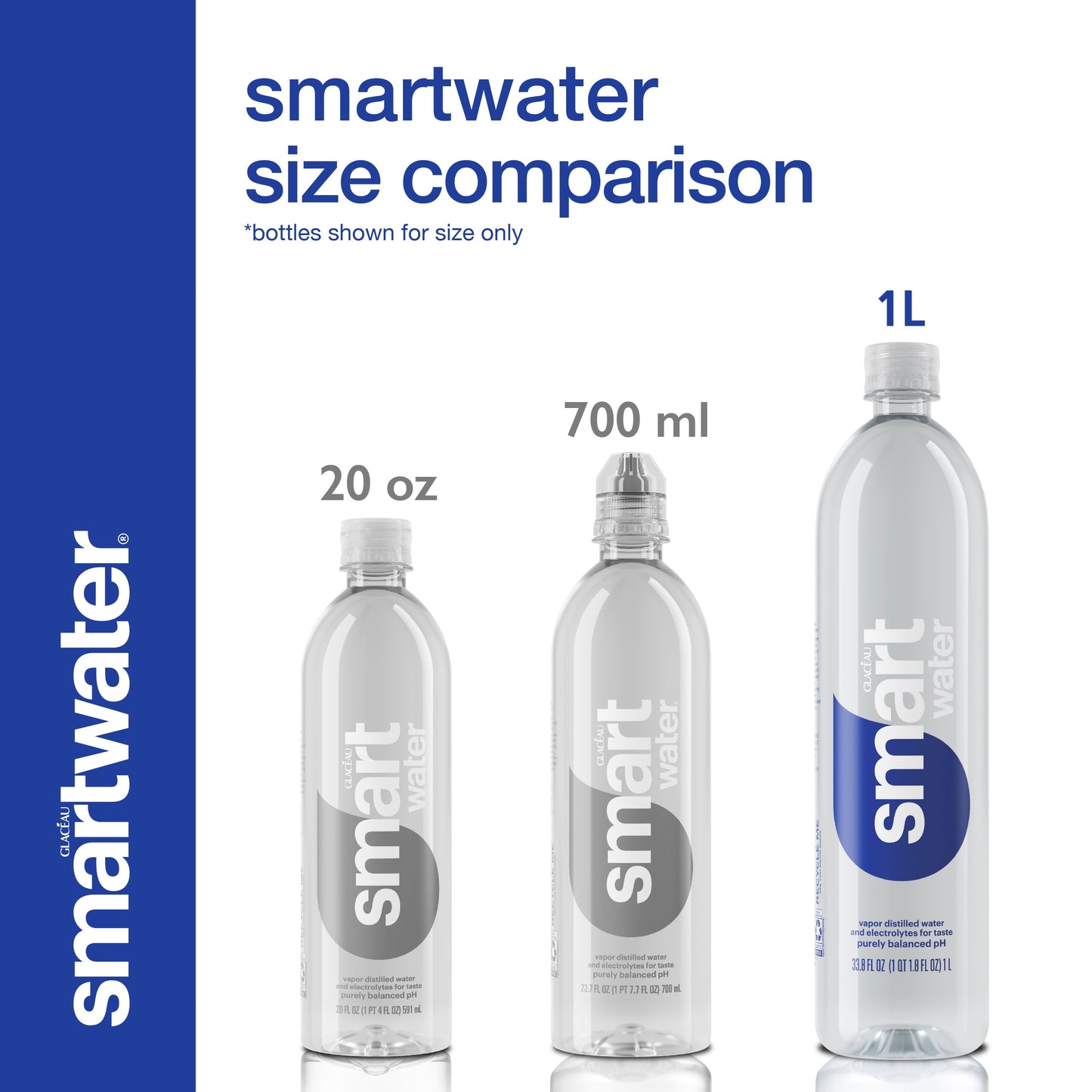 smartwater vapor distilled premium water, 1 liter, bottle