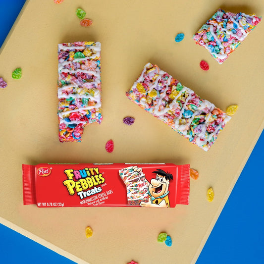 Post Fruity PEBBLES Treats, Breakfast Cereal Bars, Gluten Free, Snack Bars, Kids Snacks, two 6.2 oz cartons (16 Bars)