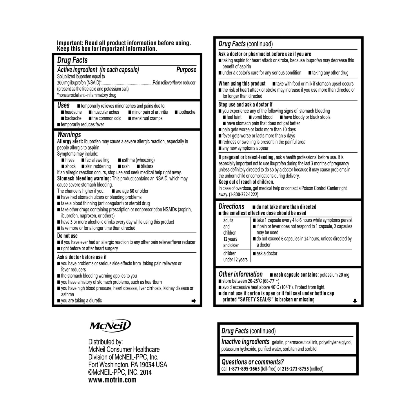 Motrin IB Liquid Gels, Ibuprofen 200 mg, Pain & Fever Relief, 80 Ct