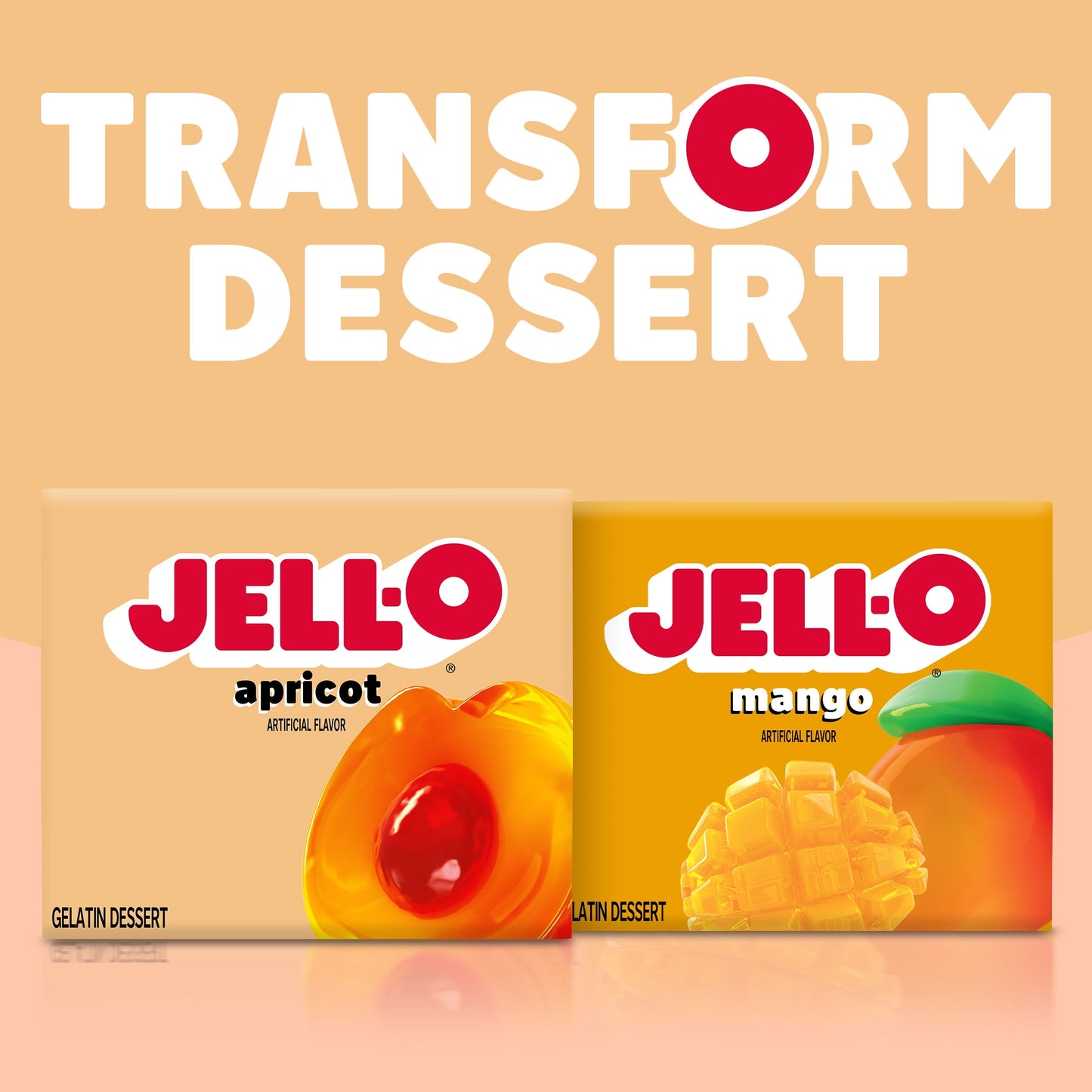 Jell-O Apricot Artificially Flavored Gelatin Dessert Mix, 3 oz Box